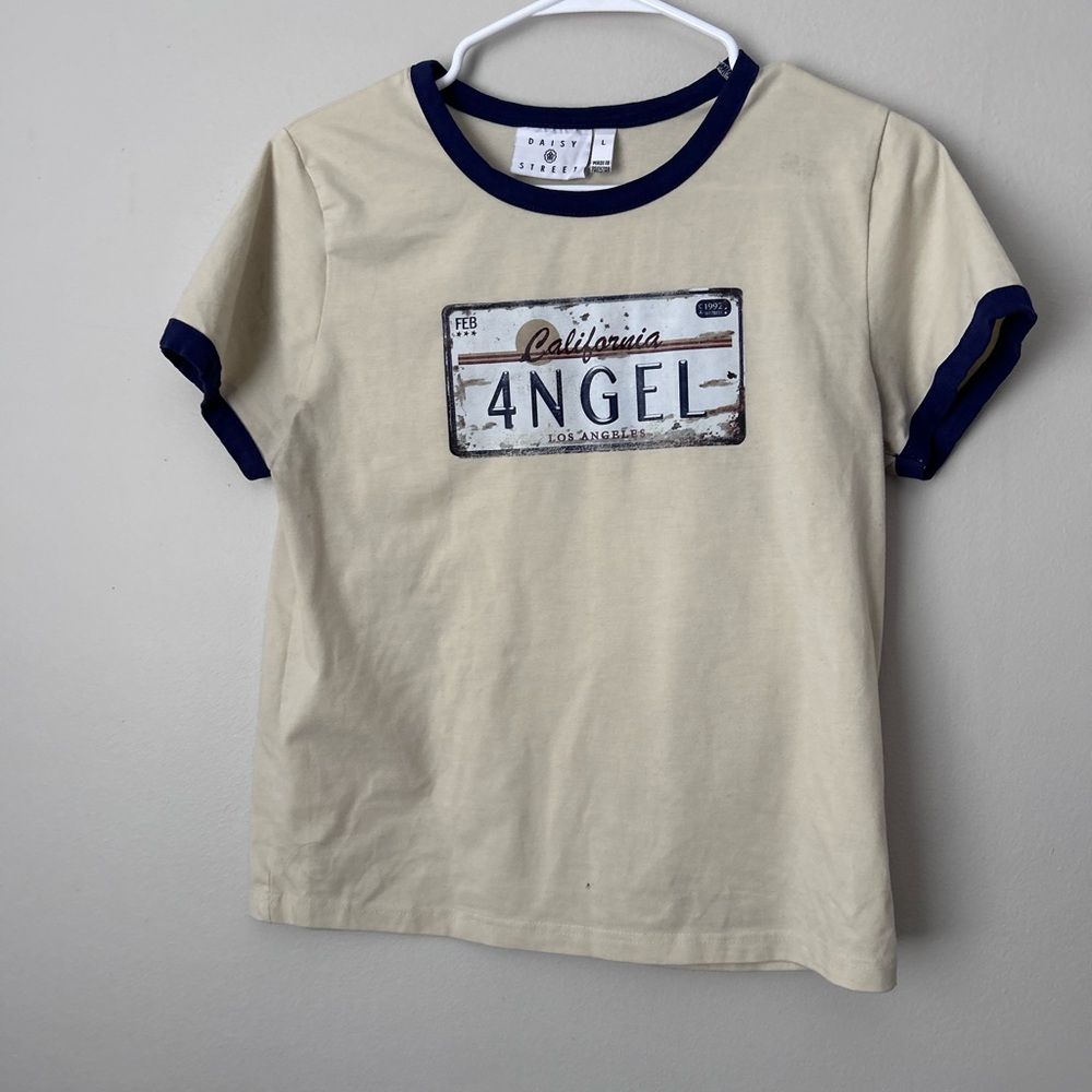 Daisy Beige and Navy License Plate Tee